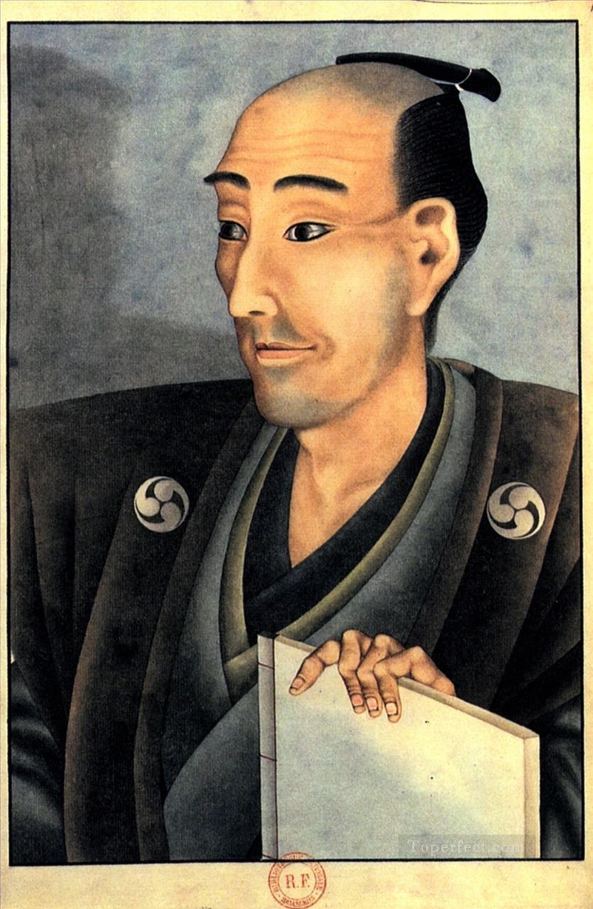 本を持つ高貴な生まれの男性の肖像画 葛飾北斎浮世絵油絵